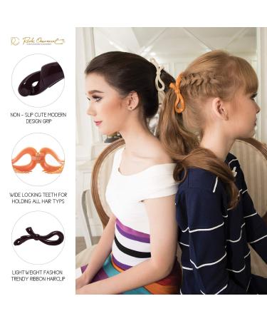 RC Roche Ornament 6 Pcs Women's Girls Cute Hair Ribbon Bow Ponytail Holder - Non Slip Grip, Stylish Fashion Accessory - Medium Classic Multicolor (Pack of 6) - Buy Online on GoSupps.com