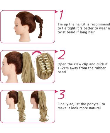 Claw Jaw Ponytail Extension 18 Curly Light Ash Blonde & Bleach Blonde - Clip-in Hair Piece - Buy Online on GoSupps.com