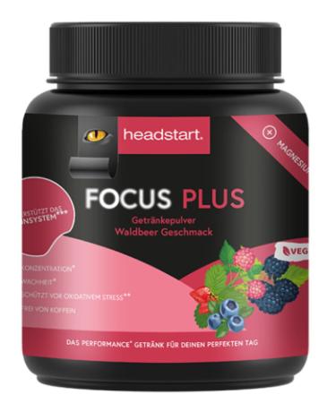 Headstart Headstart Vegan Powder for your Energy Drink Booster | Focus Plus Forest Strawberry 500ml | Caffeine-Free Astronaut Food for Enhanced Concentration | Boosts Performance | Astronaut Gaming Booster