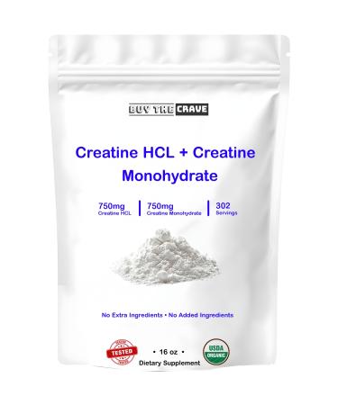 BUY THE CRAVE Creatine HCL + Creatine Monohydrate Mix Less Sour & Easier to Consume Post Workout Muscle Builder for Men & Women Creatine Hydrochloride + Monohydrate 16 OZ (454g)