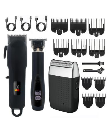 Cordless Hair Clippers for Men Precise Close Hair Cutting Kit Rechargeable Barber Clippers Beard Trimmer Electric Nose Hair Trimmer Professional Hair Clippers and Trimmer Set Black