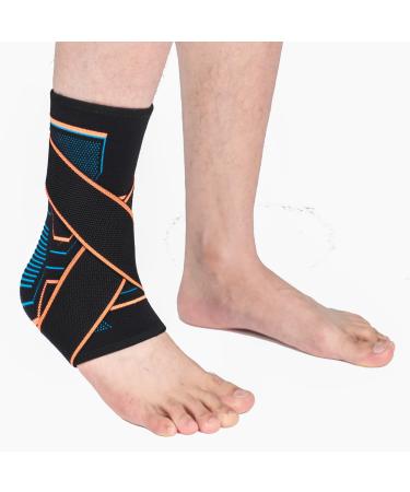 VITTO Ankle Support for Sprained Ankle Arthritis Joint Pain Strains Ankle Injury Recovery Rehab Sports Basketball - Multi Zone Compression Sleeve (L with Strap) L with Strap 1