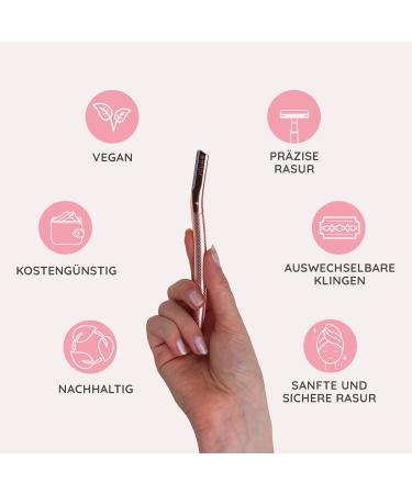 Mylily Rose Gold Eyebrow Razor & Cleaning Oil Bundle | Facial Razor for Women | Dermaplaning & Eyebrow Grooming - Buy Online on GoSupps.com