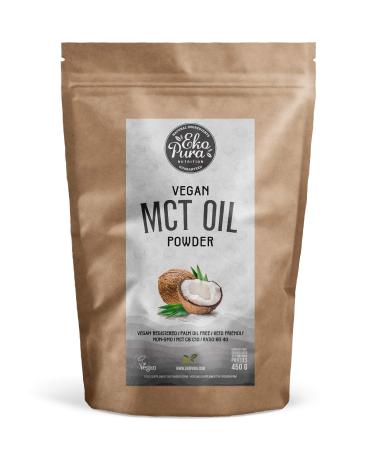 Ekopura Vegan MCT Oil Powder - 450g | C8/C10 MCT Ratio of (60/40) | Low Carb Lactose Free and Sugar Free | Premium Quality Easily Absorbed & Digested | 30 portions | Neutral Flavoured