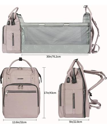 KROSER Diaper Bag Backpack with USB Charging Port | Large Capacity Travel Backpack for Mom in Grey Pink - Buy Online on GoSupps.com