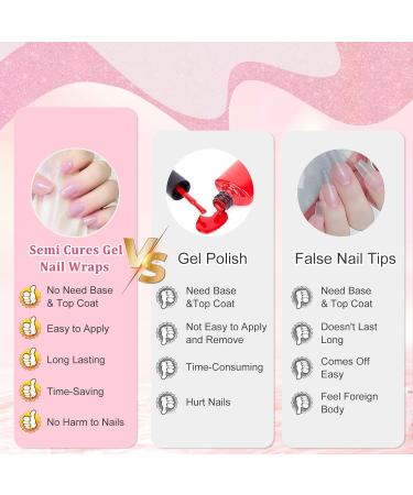 Ceboic Semi Cured Gel Nail Strips 20Pcs Real Gel Nail Polish Stickers Solid Color Self-Adhesive Gel Nail Wraps Waterproof Nail Art Stickers for Women Girls Kids Salon-Quality Manicures (Creamy Pink) - Buy Online on GoSupps.com