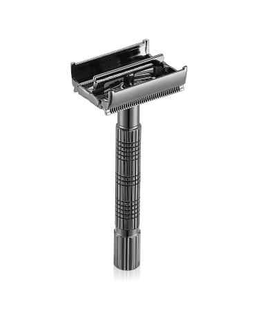 VIKINGS BLADE Chieftain JR Double Edge Safety Razor - Butterfly Twist-to-Open, Eco-Friendly, Smooth Shaving for Beginners - Meteorite Gray - Buy Online on GoSupps.com