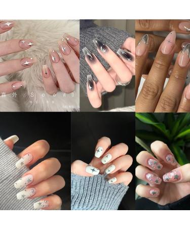 8 Sheets 3D Star Nail Art Stickers - Self-Adhesive Silver Glitter Decals for DIY Manicure | Metallic Acrylic Nail Accessories - Buy Online on GoSupps.com