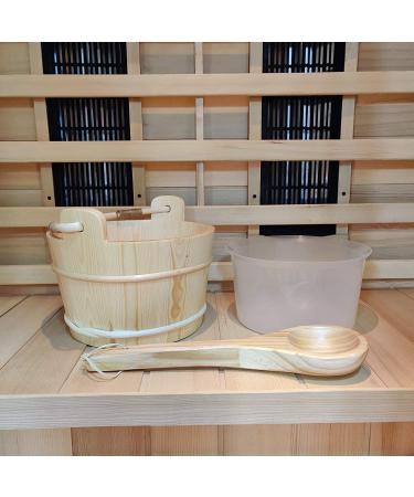 HOJJYPE 6L Wooden Sauna Bucket with Sauna Ladle Set Sauna Bucket Water Bucket Sauna Spa Accessories - Buy Online on GoSupps.com