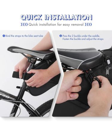 Lixada 10L Large Capacity Waterproof Bike Saddle Bag | Black Polyester | Cycling Tail Storage Pack for Mountain/ Road/ MTB Bicycles - Buy Online on GoSupps.com