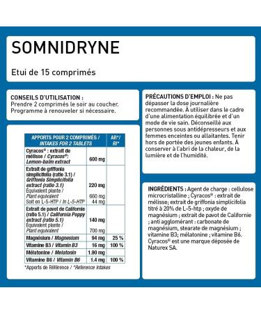 Somnidryn - Adult Sleep Supplement - Rapid Sleep Formula with Plants for Sleeping - Improves Sleep Disorders for Better Sleep - French Laboratory Eric Favre - Buy Online on GoSupps.com