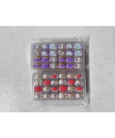 Kalolary 144 PCs Unicorn Pattern Children's Press-On Nails Set | Short Full Cover Artificial Fingernails with Nail Glue Sticker - Perfect Gift for Kids - Buy Online on GoSupps.com