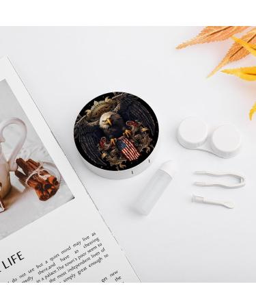 American Bald Eagle Flag Contact Lens Travel Kit - Portable Cute Contact Box with Mirror for Daily Outdoor Use | Shop Internationally - Buy Online on GoSupps.com
