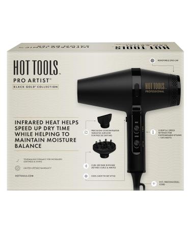 HOT TOOLS Pro Artist Black Gold Infrared Ionic Salon Dryer | Fast Drying & Styling - Professional Hair Dryer for Smooth Results - Buy Online on GoSupps.com