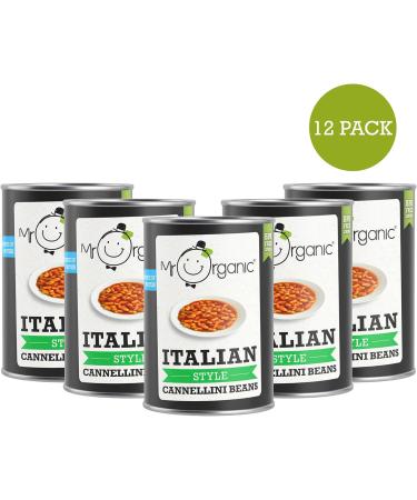 Mr Organic Italian Style Cannellini Beans - Italian Inspired Flavours - High Fibre - Vegan-Friendly - Creamy and Delicious - Ideal for Soups Salads and Stews - Pack of 12 - Buy Online on GoSupps.com
