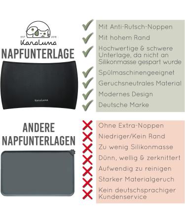 Karaluna Premium Silicone Bowl Underlay 60x40 cm - Black Curvy Cat & Dog Feeding Mat Non-Slip Pet Bowl Surface - Buy Online on GoSupps.com