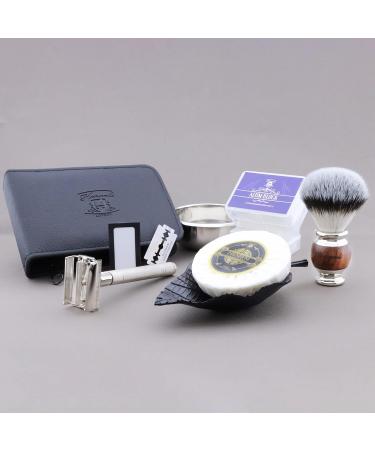 Haryali London Razor Set | Vegan Shaving Brush Soap & Bowl | 6 Wet Razors for Men & Women | Includes Blades & Leather Case - Buy Online on GoSupps.com