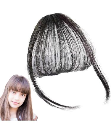 Clip in Bangs Fake Bangs Hair Clip Wispy Bangs Fringe Hair Extensions Clip Wispy Bangs Hair Clip Faux Bangs Clip Forehead Fake Bangs Hairpieces for Women Curved Bangs for Daily Wear Natural black - with sideburns - Buy Online on GoSupps.com