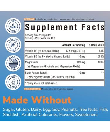 Vitalibre Vitamin D3 K2 Supplement 10000 IU 90 Softgels and Magnesium Glycinate 420mg with Vitamin D3 & B6 240 Capsules - Buy Online on GoSupps.com