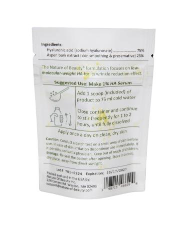 Hyaluronic Acid Powder Low Molecular Weight (LMW) Anti-Wrinkle Hyaluronic Powder For Face Serum Or Lotion 100% Natural USA Made 0.5 Oz (14.2g) 0.5 Ounce (Pack of 1) - Buy Online on GoSupps.com
