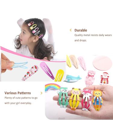 Funtopia 100 Pcs Cute Snap Hair Clips for Women, Teens & Kids - Colorful Metal Fruit & Animal Barrettes for Birthday & Christmas Gift - Buy Online on GoSupps.com