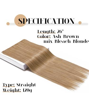 26 Fashion Half Full Head One Piece Clip in Hair Extensions - Light Ash Brown & Bleach Blonde 26 Inch - Buy Online on GoSupps.com