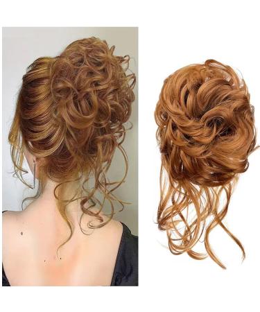 Hair part hair tie updos messy bun hair part hair piece curly wavy big hair bun scrunchies extensions art hair tousled updo hair parts for women girls (#6 (light auburn)))