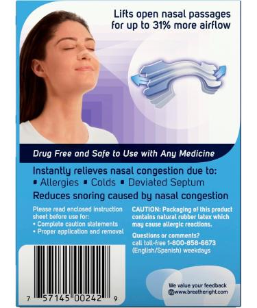 Breathe Right Nasal Strips Clear for Sensitive Skin Large - 30 Strips x 2 Pack - Buy Online on GoSupps.com