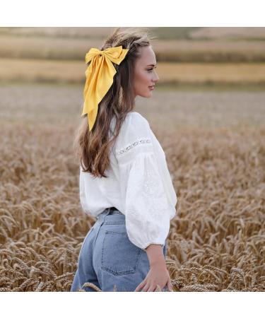 4 Pieces Silky Satin Hair Bows Ribbon Hair Barrettes Clip Big Bow Hair Clips for Women Girls French Barrette Long Tail Hair Accessories Purple Blue Pink Yellow Purple + Blue + Pink + Yellow - Buy Online on GoSupps.com