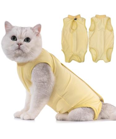 Avont Katzenbody after op recovery suit clothing modal recovery castration spay weaning leak protection suit for cats abdominal wounds or skin diseases-yellow yellow s
