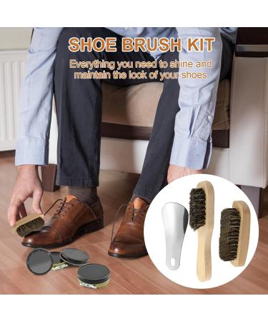 9 Piece Shoe Polish & Care Kit Leather Shoe Shine Kit with Black&Transparent Wax Cleaning Shine Care Barrel Set With Shoehorn Wooden Applicator Cloth Soft Horsehair Brushes for Shoe Polishing - Buy Online on GoSupps.com