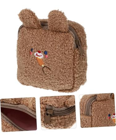 Healifty Plush Aunt Towel Bag Purse for Girls | Zip Around Mini Coin Pouch | Menstrual Pad Bag | Brown 13.5X13.5CM - Buy Online on GoSupps.com