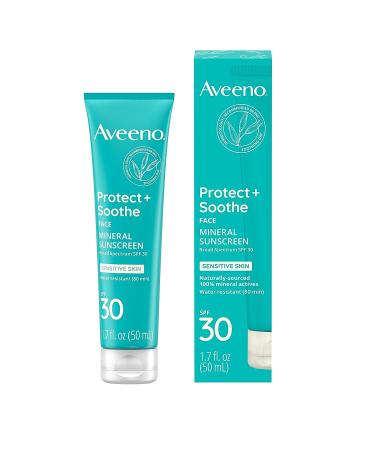 Aveeno Protect + Soothe Mineral Sunscreen SPF 30 - Lightweight & Non-Greasy Formula for Sensitive Skin - 1.7 fl. oz - Buy Online on GoSupps.com