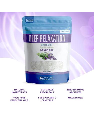 Deep Relaxation Bath Salt - 32oz Epsom Salt with Lavender Essential Oil and Vitamin C - BPA Free Pouch - 2lb Pack - Buy Online on GoSupps.com