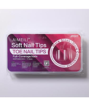 AIMeili 550 Pieces Clear Transparent False Toe Nails - Full Cover Artificial Toenail Tips with Storage Box - Buy Online on GoSupps.com