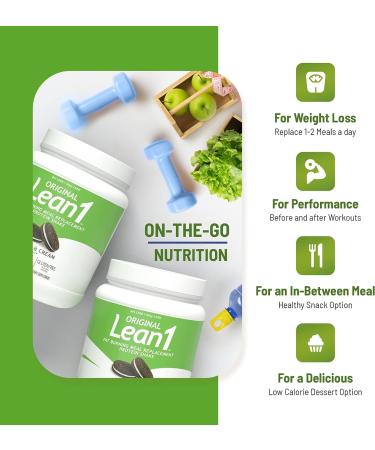 Nutrition 53 Lean1 Cookies and Cream Protein Shake - 15 Serving Tub, Fat Burning Meal Replacement, 1.98 Pound - Buy Online on GoSupps.com