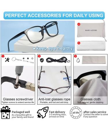 MARE AZZURO Women's Blue Light Blocking Reading Glasses 2.75x - Square Readers with Blue Light Lens for Anti-Glare Protection - Black - Buy Online on GoSupps.com
