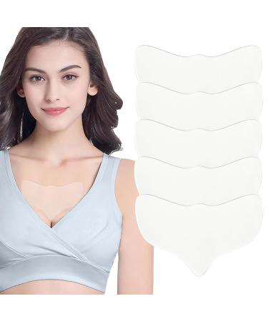 XSQD breast fold pads 5 pieces silicone breasts pads anti -fold cleavage pads reusable silicone pads against breast folds reduces folds to chest (wing shape)