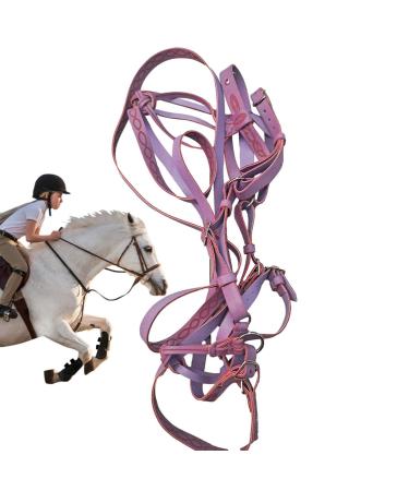 Adjustable Horse Halter | Heavy Duty Chin and Throat Snap Halter Horse - Comfortable Padded Nylon Horse Halter for Training Equestrian Grooming Lambo Purple