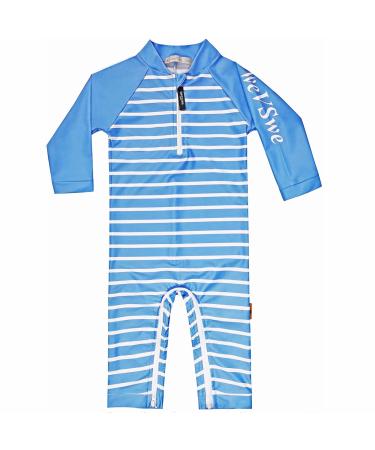 weVSwe Baby Toddler Boy Swimsuit UPF 50+ Sun Protection Rash Guard Swimwear with Crotch Zipper 0-3 Years 18-24 Months Blue Stripes