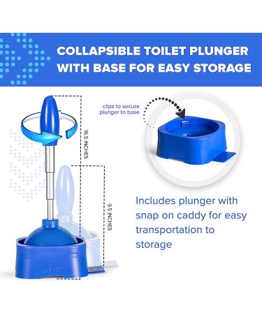 Wonder Plunger - Drip-Free Collapsible Toilet Plunger with Holder in Bubbly Blue | Bathroom Accessories - Buy Online on GoSupps.com
