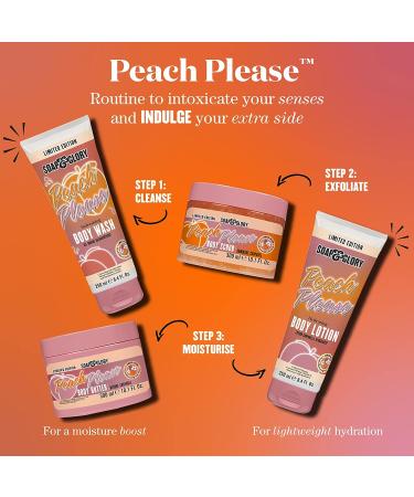 Soap & Glory Peach Please Exfoliating Body Scrub - Vitamin E Coconut & Jojoba Balls Scrub - Japanese Sweet Pea & Peach Blossom Scent - 300ml - Buy Online on GoSupps.com