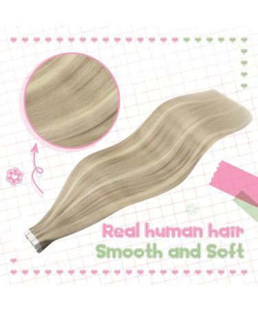 Buy Youngsee Ash Blond Tape In Hair Extensions - 60cm Seamless Real Hair 50g - 20pcs #18/613 & #18P613 - International Shipping Available - Buy Online on GoSupps.com