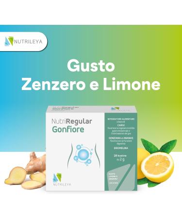  NUTRILEYA NutriRegular Bloating Relief - 28 Lemon and Ginger Flavored Sachets - Stop intestinal bloating - Carminative and digestive action - Buy Online on GoSupps.com