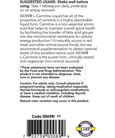 NOW Foods Sports Liquid L-Carnitine Citrus Flavor 1000mg 32 fl oz - Buy Online - Buy Online on GoSupps.com