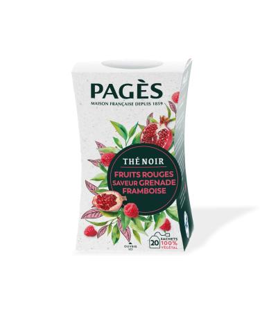Pagès - Red Fruit Black Tea - Raspberry Pomegranate Flavor - Fruity and Voluptuous Recipe - Box of 20 Sachets, 100% Vegetable
