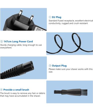 XAHPOWER 12V Charging Cable for Braun Series 9 8 7 6 5 1 Electric Shavers - Compatible with 51-B1820S 51-M1850S 71-S7200CC 71-B1200S 9465CC 300S 3020S - Buy Online on GoSupps.com