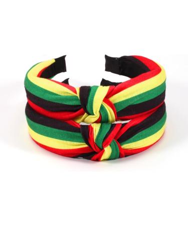 Ardorchid Rasta Headbands African Jamaica Juneteenth knotted Headband for Women Girls Elastic Hairband Hair Hoop No Slip Hair Accessories Gifts - Buy Online on GoSupps.com