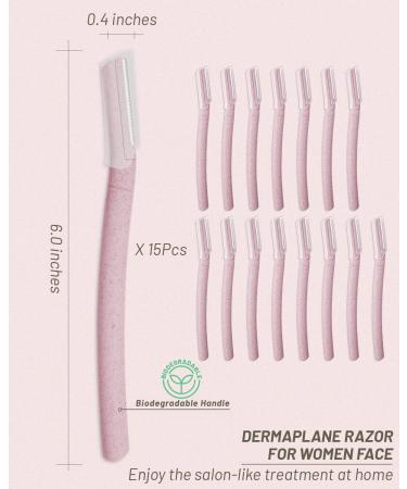 Dermaplane Razor for Women - 15 Pcs Microblade Eyebrow Razors - Peach Fuzz Removal Tool - Face Shavers for Women and Men in Pink - Buy Online on GoSupps.com