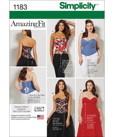 Simplicity US1183AA Corset Sewing Pattern for Women, Sizes 10-18